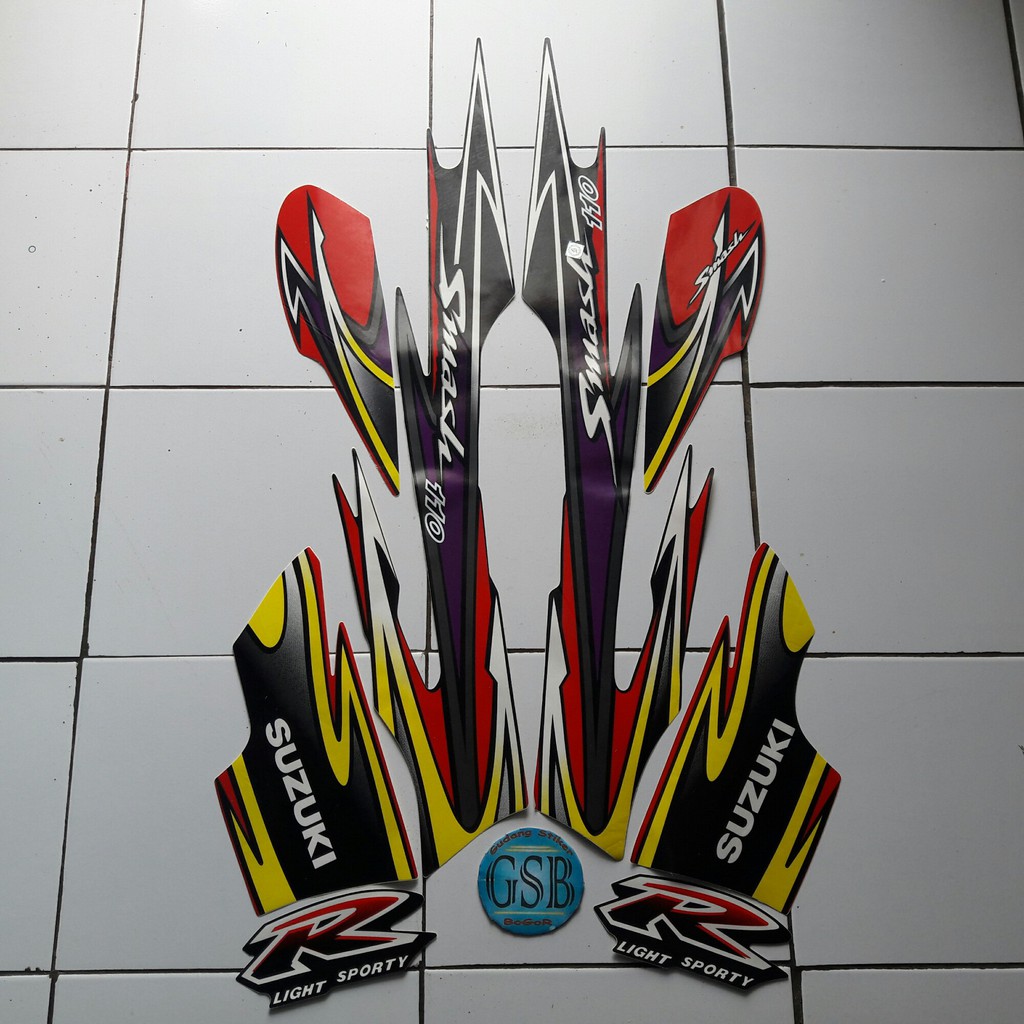 stiker motor smash 110r 2004 hitam merah