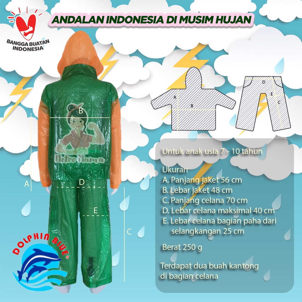 Jas Hujan Anak Jaket Celana BIG KID Raincoat DOLPHIN KID 940