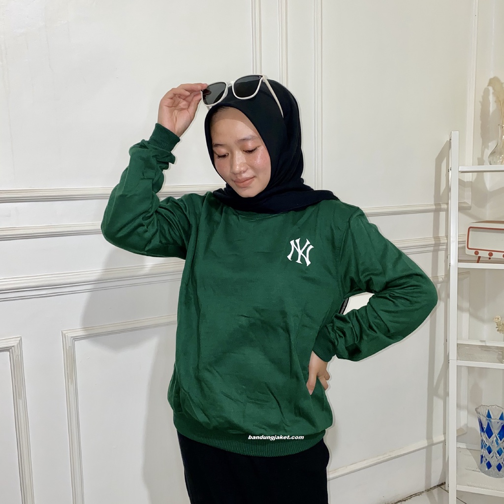 NY SWEATER CRAWNECK ZUMBO Size || SWEATSHIRT BASIC NY LOGO NY BORDIR PRIA DAN WANITA Sz M - XXL II 17 WARNA