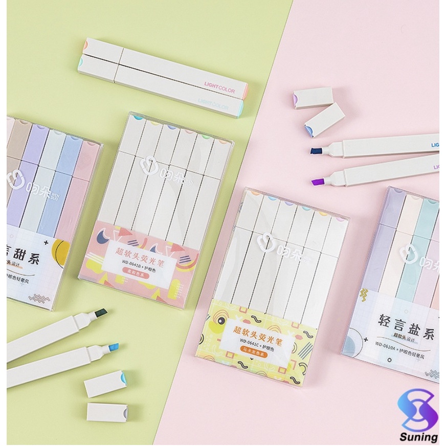 COD MULTICOLOR pena stabilo siswa 6PCS/SET Stabilo / highlighter pastel 6 colors warna