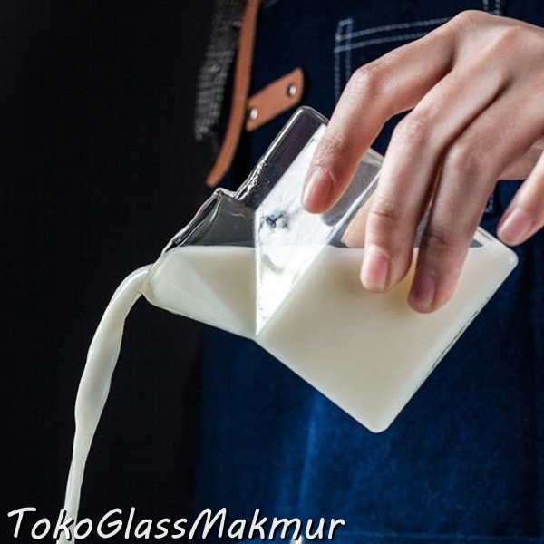 Gelas Kaca Kotak Susu Milk Box Drinking Transparent Glass 300ml