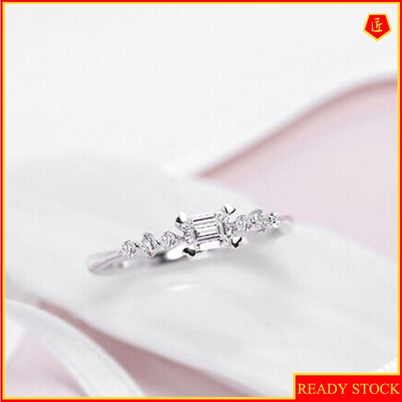 [Ready Stock]925 Silver Exquisite Square Diamond Japanese Style Ring