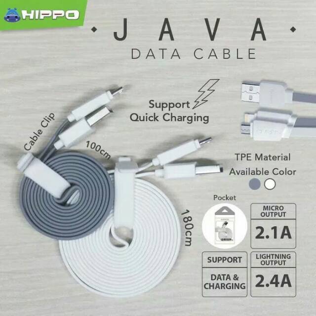 Kabel Data Hippo Java 100cm fast Charging /Kabel Charger Hippo Original 100 cm