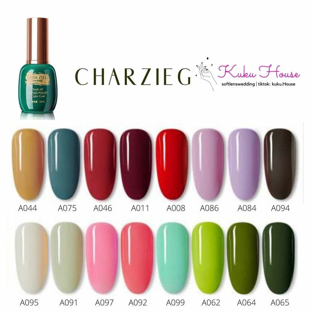 CHARZIEG 051-090 KUTEK UV GEL NAIL POLISH SOAK OFF 15ml BASE TOP MATTE MATT DOFF COAT Char Zieg