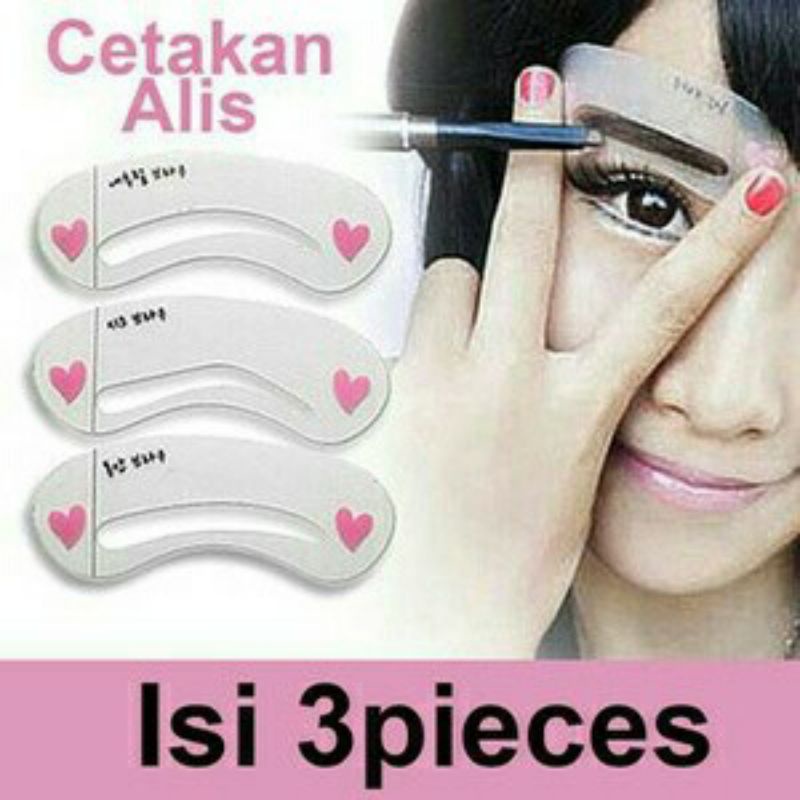 Cetak Alis Brown Class 1set Isi 3model Cetakan Alis / Alat Pencetak Alis 3in1 Eyebrow Template