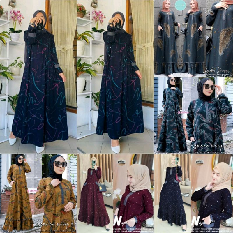 Gamis Wanita Calvin Jeans Diana Busui Tebal Melar Nyaman di Pakai Fane Levila Gamis Muslim Kekinian-3