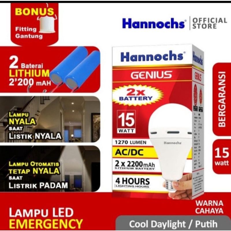 Hannochs led emergency Genius 15w AC/DC cool daylight. Led magic 15watt