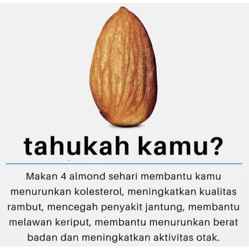 

QH ROASTED ALMOND CANGKANG DAN TANPA CANGKANG ASLI USA BERAT 1KG