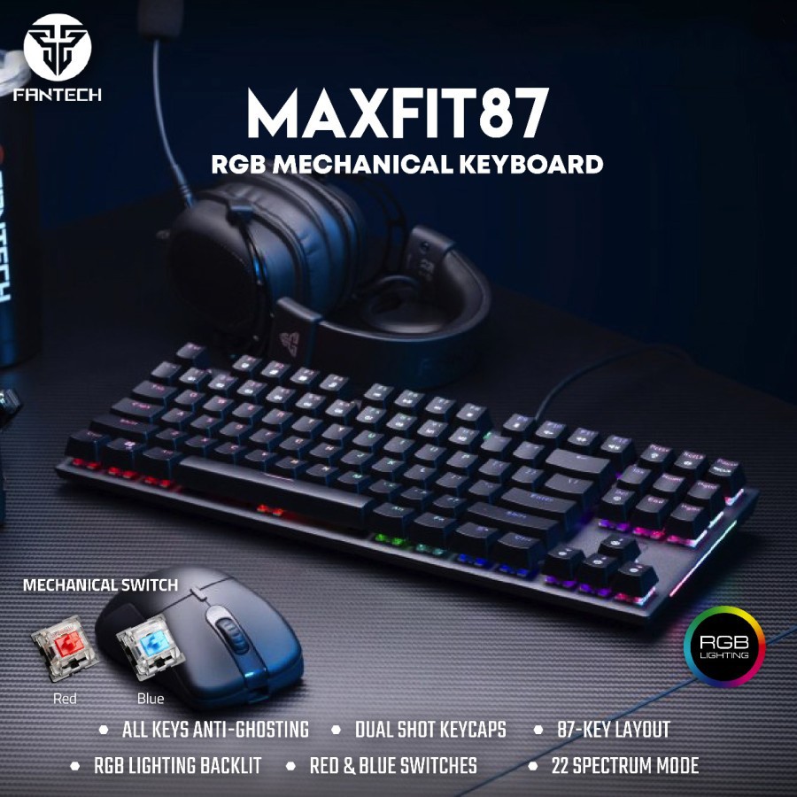 KEYBOARD FANTECH MAXFIT 87 ( RED & BLUE SWITCH )