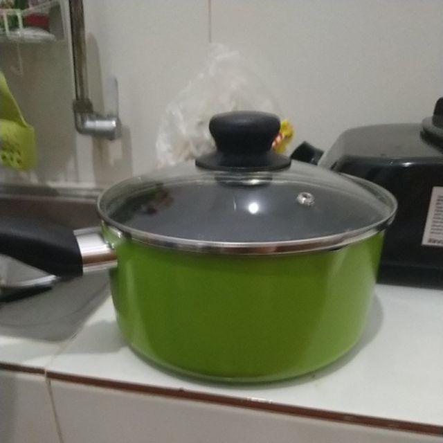 Kirin Saucepan 18cm Panci Susu + Tutup Kaca Sasando Series Hijau