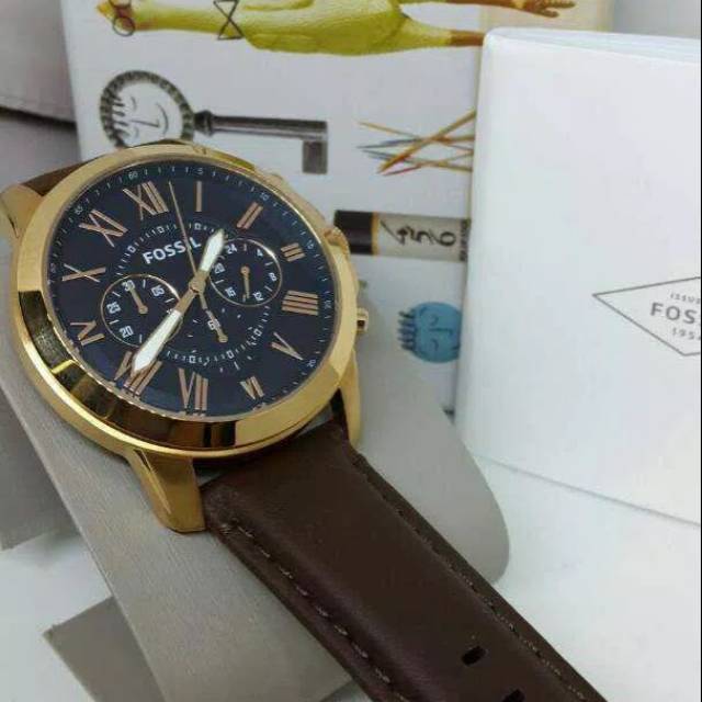 Jam Tangan Pria Fossil FS 5068 Rosegold Leather Kulit Original Murah