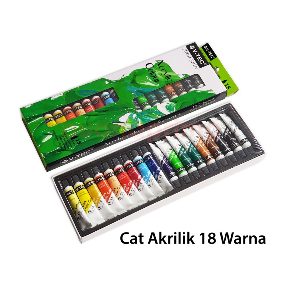 V-TEC Acrylic Colour / Cat Akrilik VTEC 6ml 18 warna per Set