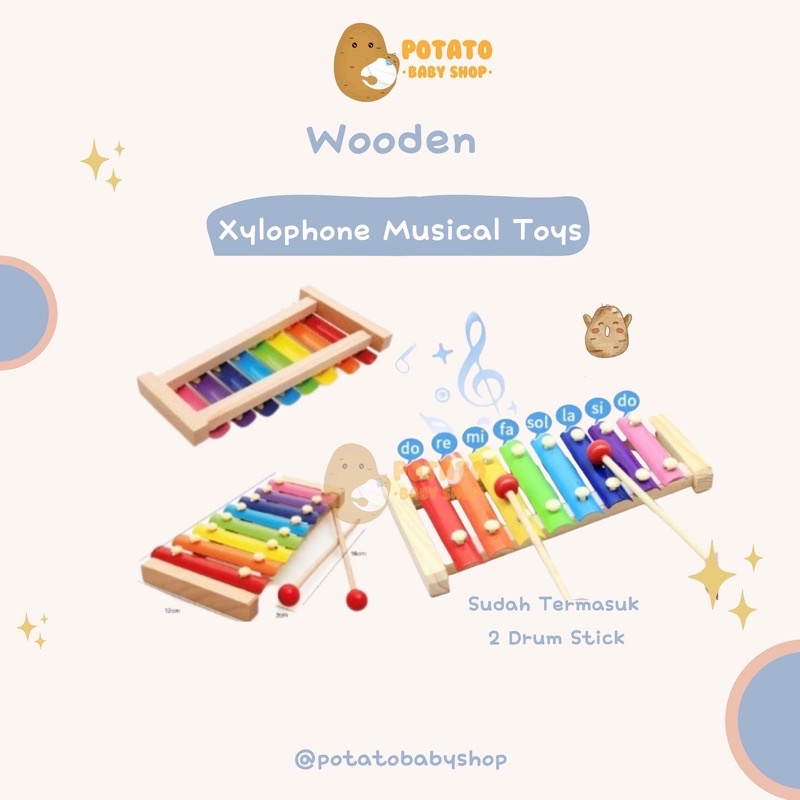 Wooden Colorful Xylophone Musical Toys - Mainan Musik Anak