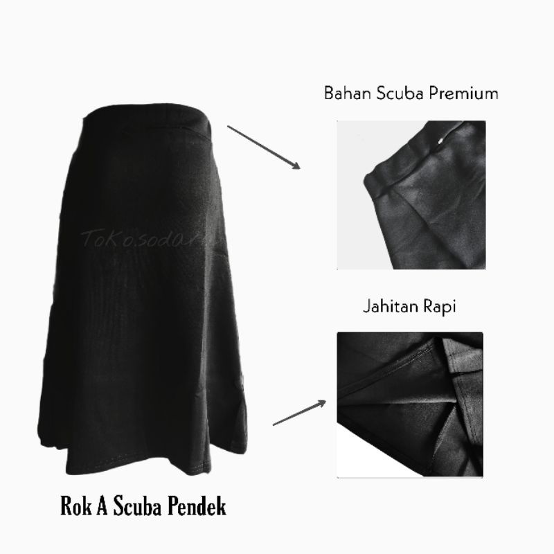 Rok A Line Pendek // Rok A Scuba Pendek// Rok Kerja Murah // Rok Kerja Pendek