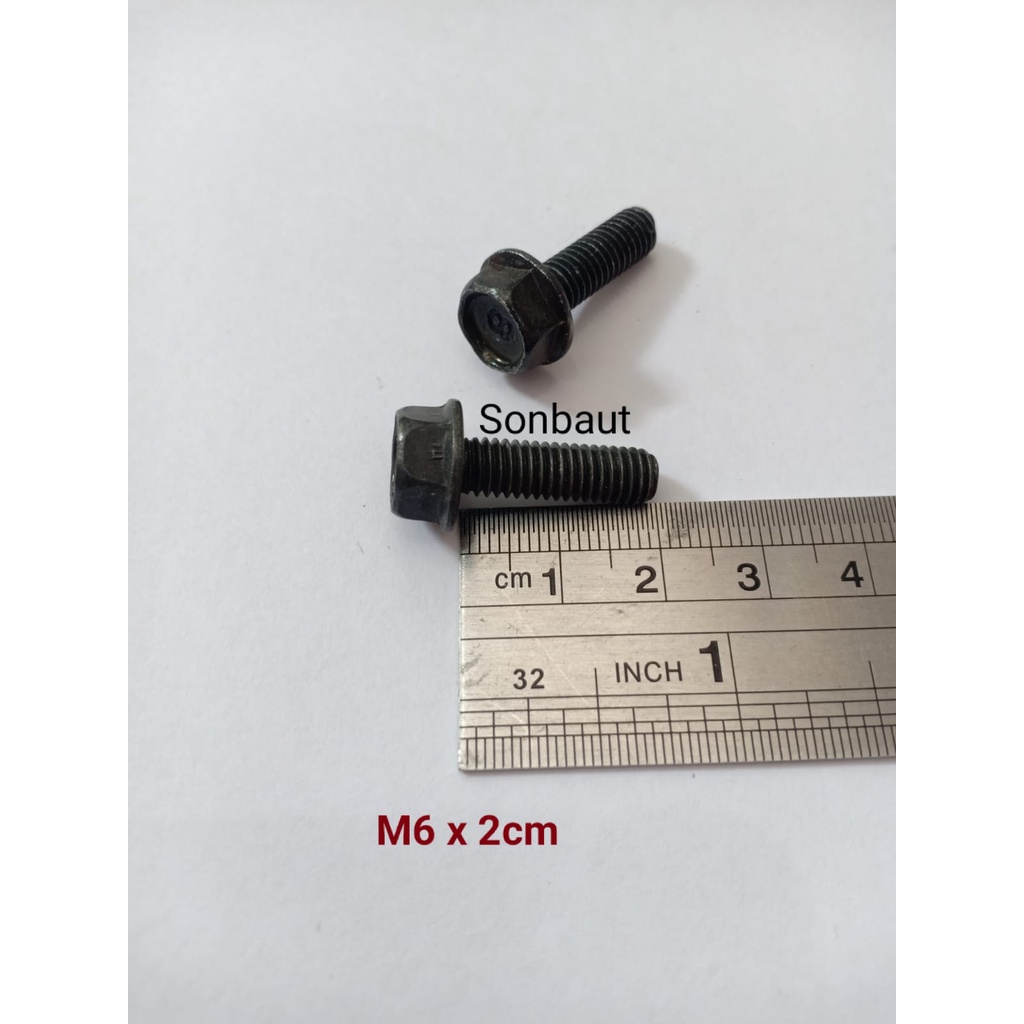 Baut Topi 6x20 Hitam kunci 10 Flange Bolt