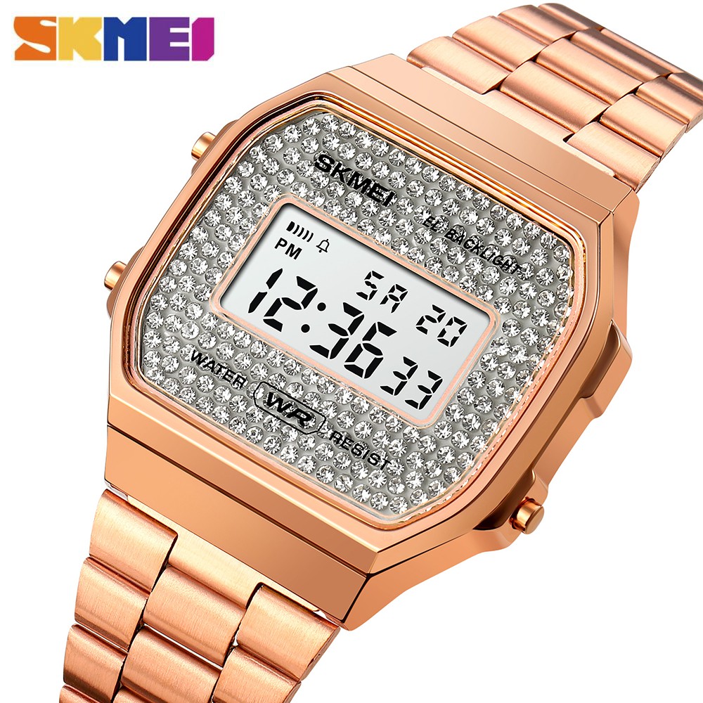 SKMEI 1808 Jam Tangan Wanita Pria Digital Chronograph Tali Stainless Steel WATCHKITE WKOS