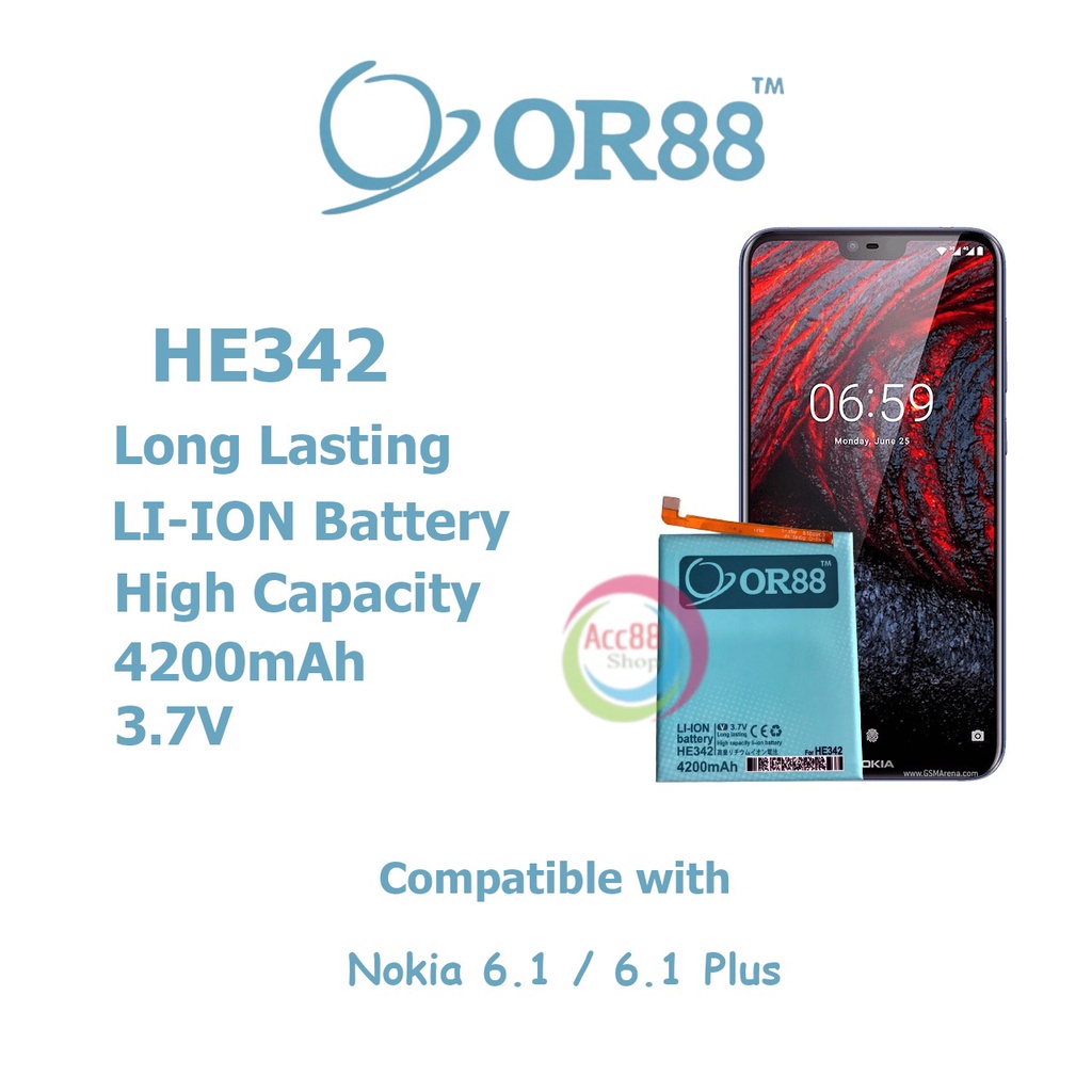 Baterai Batre Battery Double Power OR88/ Oriens88 Nokia 6.1 Plus HE342 TA1116