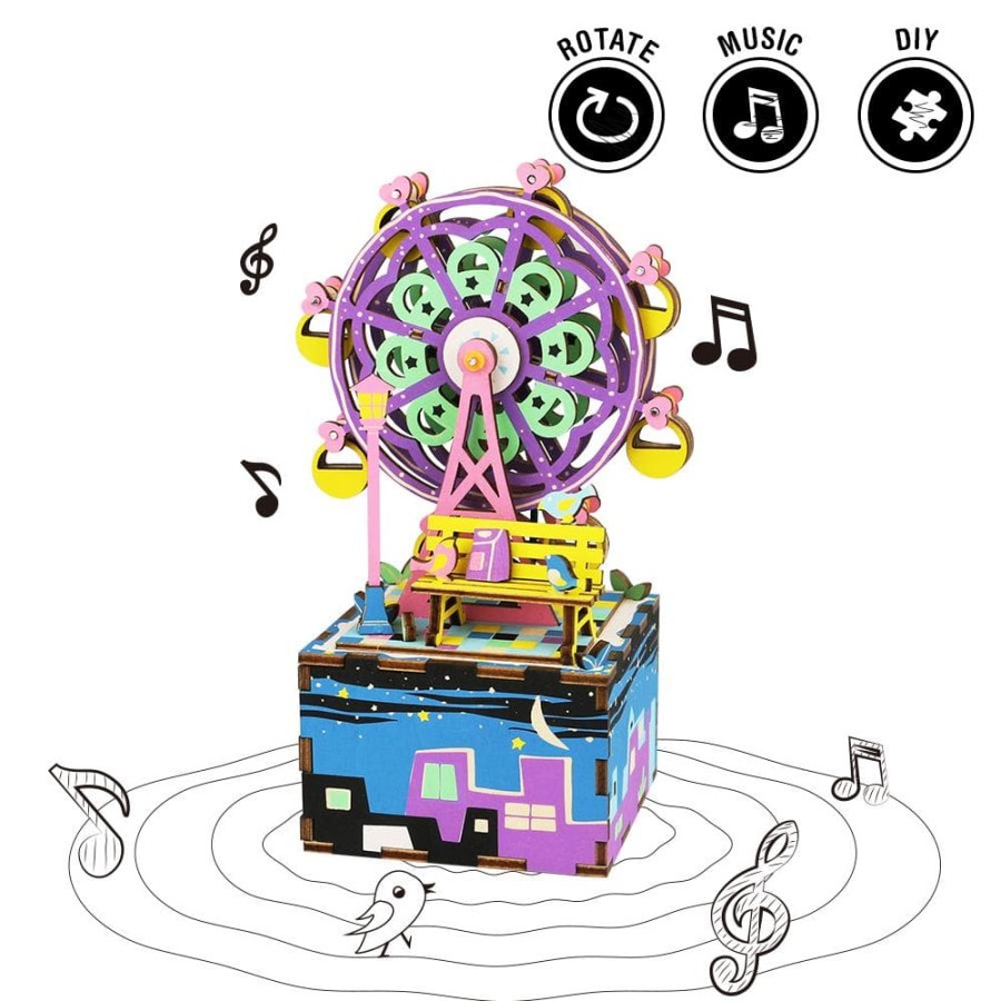 ROLIFE Robotime DIY Wooden Music Box AM402 Ferris Wheel Perfect Gift For Your love One