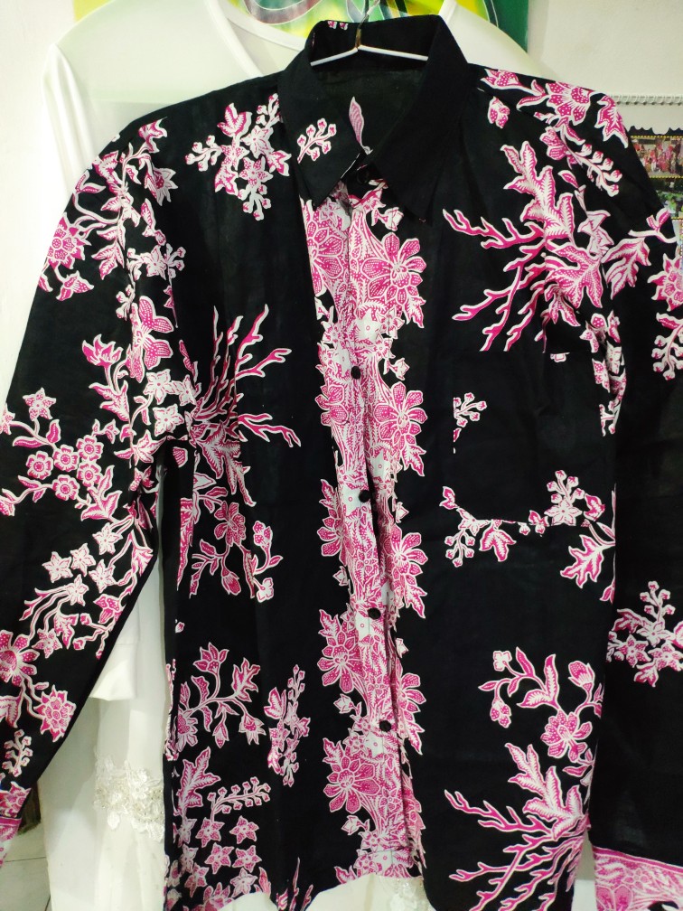 Kemeja Batik Cibulan Warna Pink Kombinasi Hitam