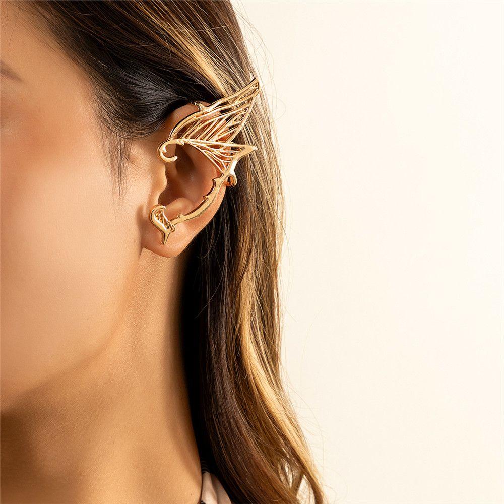 Suyo Ear Wrap Wanita Perhiasan Earcuff Sayap Kupu-Kupu Elf Ear Clip