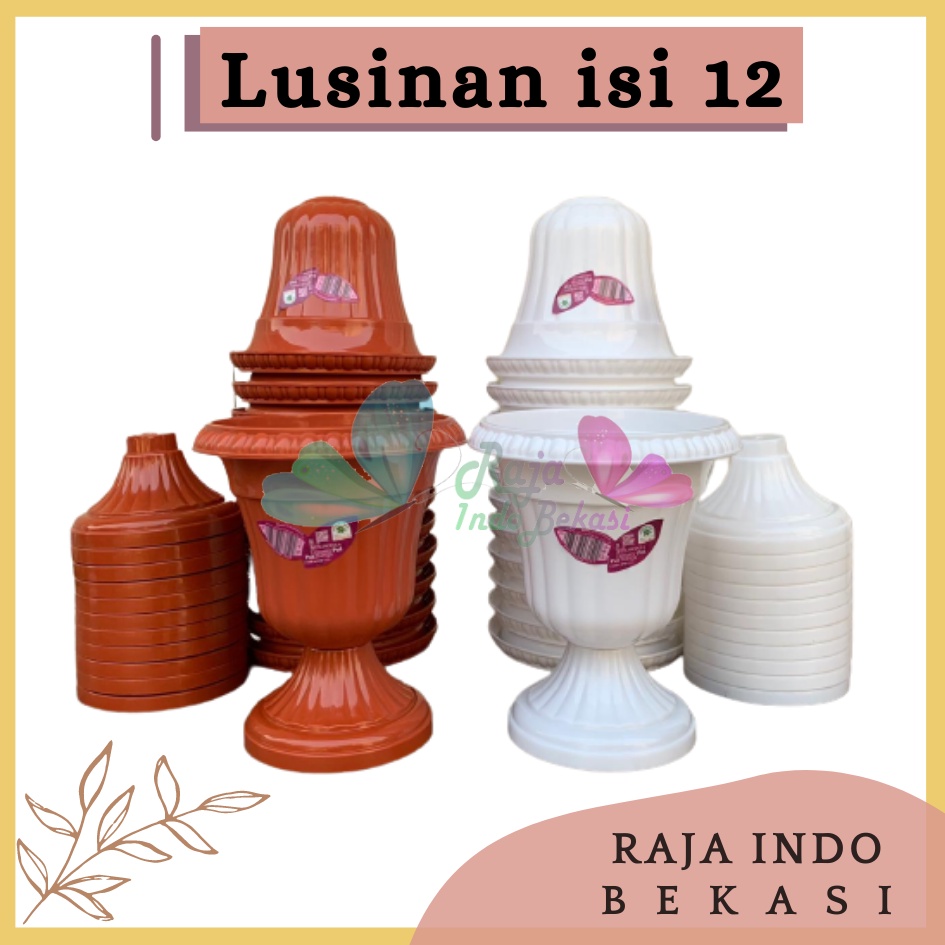 LUSINAN Pot Piala Green Leaf Feronia 6152 Putih Coklat Merahbata Merah Bata Terakota Pot Piala Tinggi Putih Plastik hitam pendek 50 - Pot bunga tanaman piala feronia putih 18cm - PIALA MINI 6152