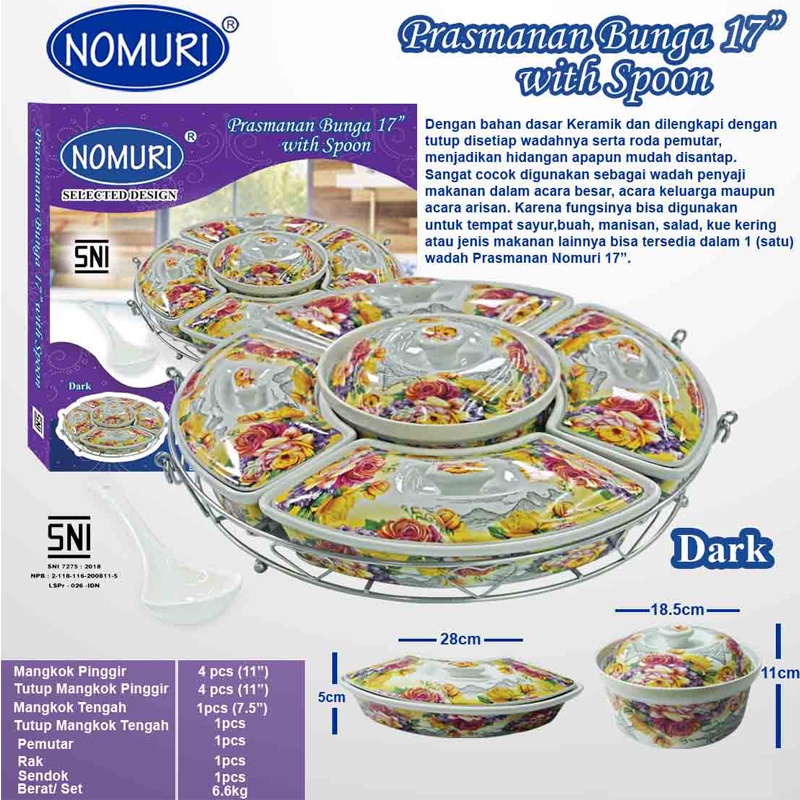 Prasmanan Set Keramik Motif Bunga 17inch Nomuri