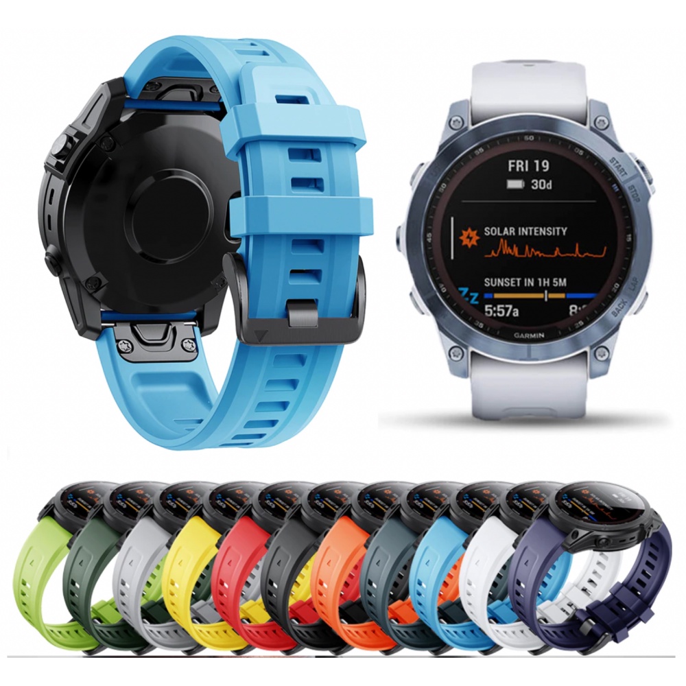 MF7 Strap Garmin Quatix 6 47mm - Tali Jam Tangan Quick Fit 22mm Rubber Silikon Sporty