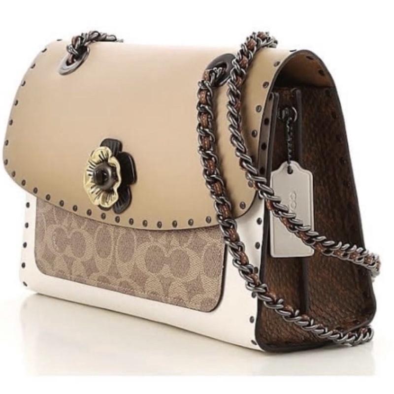 [READY]Coach Parker with Rivets and Snakeskin Shoulder Bag (29416)
