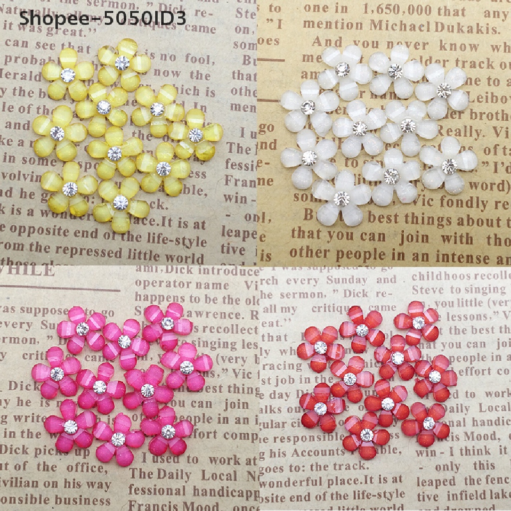 20 Pcs Bunga resin Ukuran 10mm Untuk Scrapbook