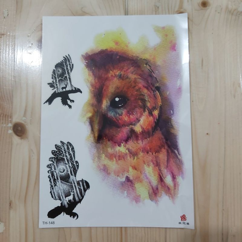

Premium Tattoo Sticker : Colorful Owl