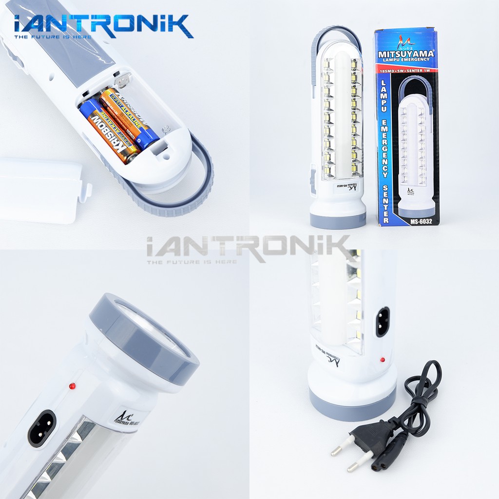 Lampu Senter LED 18SMD Emergency Darurat Rechargeable - Cas Ulang Mitsuyama MS-6032