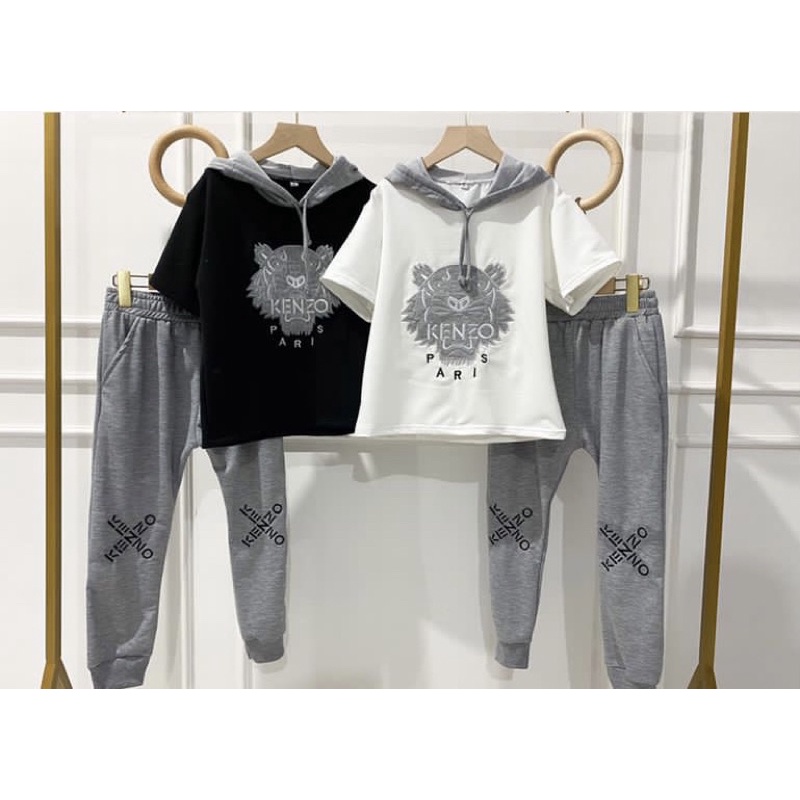 set hoodie anak laki kenzo bordir lengan pendek premium