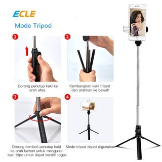 ECLE ETS1009 Selfie Stick Bluetooth 2 In 1/ Tongsis Bluetooth 2 In 1 Monopod Bluetooth