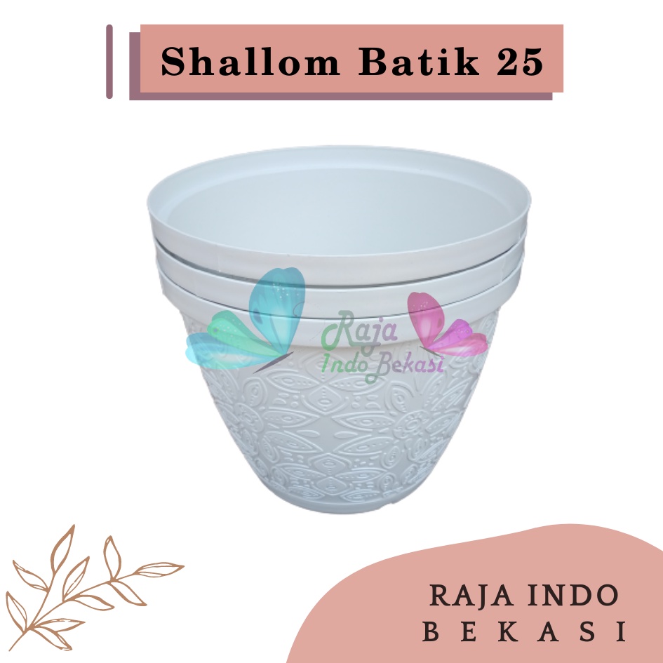 Rajaindobekasi Pot Shallom Batik 25 Putih Pot Bunga Motif Batik Timbul Pot Bunga Besar Murah Tebal Bagus Bukan Pot Shallom Glory Glori 30 35 40