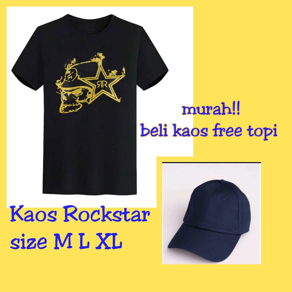 MURAH-ATASAN KAOS DISTRO TSHIRT PRIA MOTOR CROSS/TRAIL/RACING/MTB/SUPERMOTO/MX/GRASSTRACK ROCKSTAR M