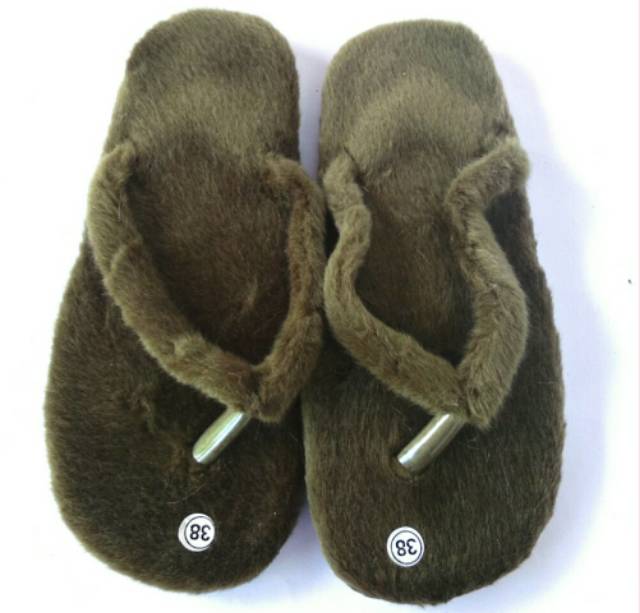 Sandal Bulu Sosis / Sandal Jepit anggora