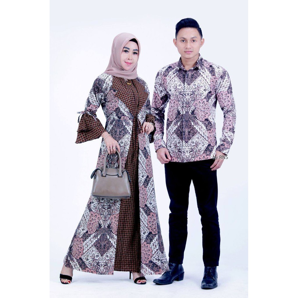 Couple Batik Keluarga Gamis Lonceng Model Jazz Gamis Jazzy Couple Gamis Batik Kerah Jazz Batik Tosca