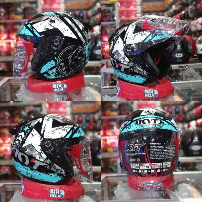 HELM KYT GALAXY FLAT R MOTIF#5 AQUA BLUE/PAKET GANTENG 100%ORIGINAL SNI-DOT-ORIGINAL AQUA BLUE-1