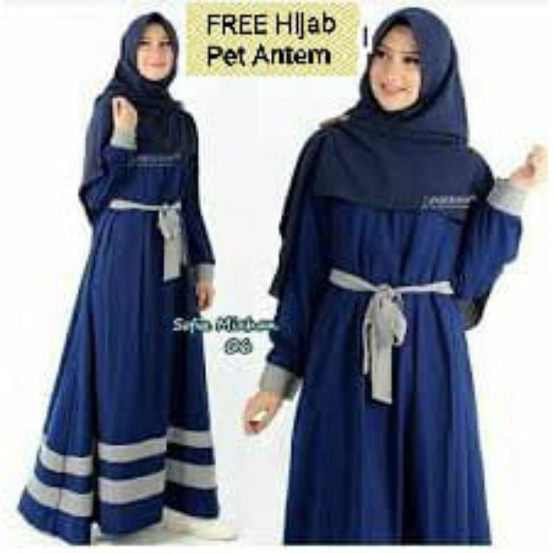 Baju Gamis Dress Syari Busui Kondangan Nikahan Seragaman Model Arab Muslim Fashion Free Plus Khimar 