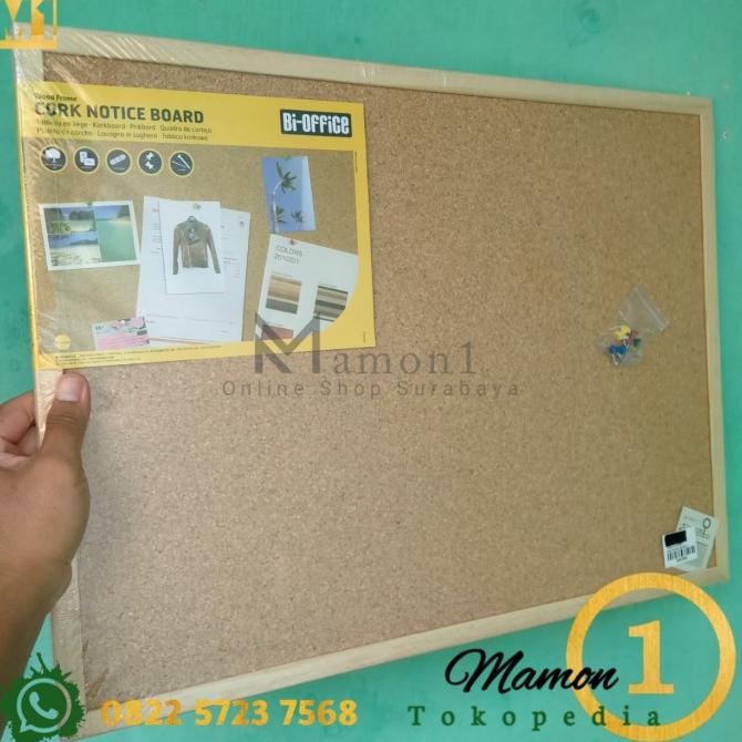 

=====] Bi-Silque cork board papan buletin/Pin board 60x45 Cm