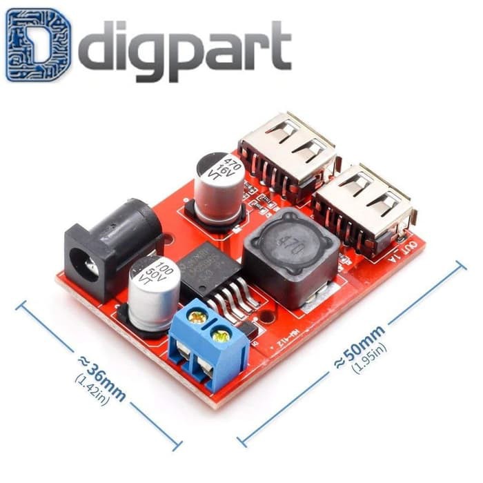 LM2596 LM2596S Dual USB DC-DC 9V 12V 24V 36V to 5V 3A
