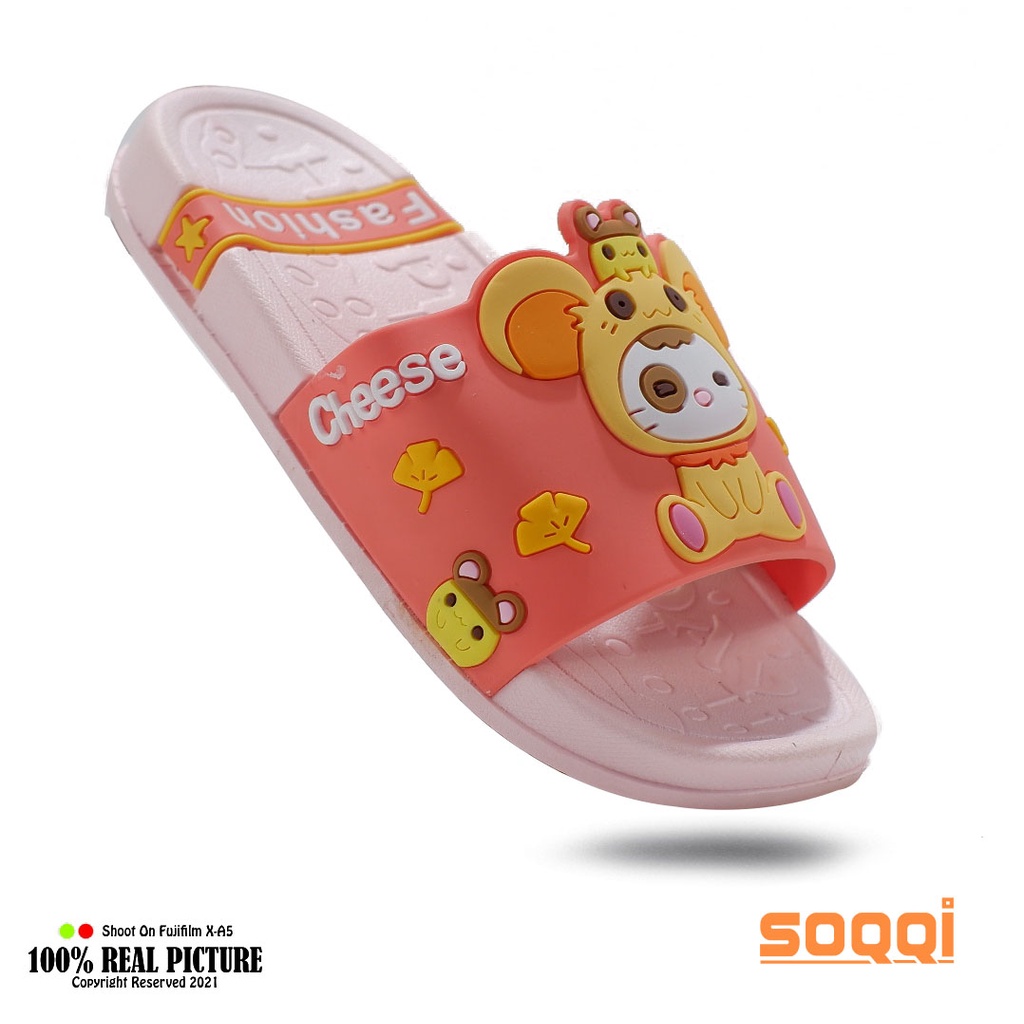 Sandal selop anak perempuan laki-laki import original sendal slop cowok cewek anak-anak model slip on karakter Beruang Kartun Lucu Untuk Paud umur 4-6 tahun branded 3049 1K promo lebaran cod keren murah 24-29