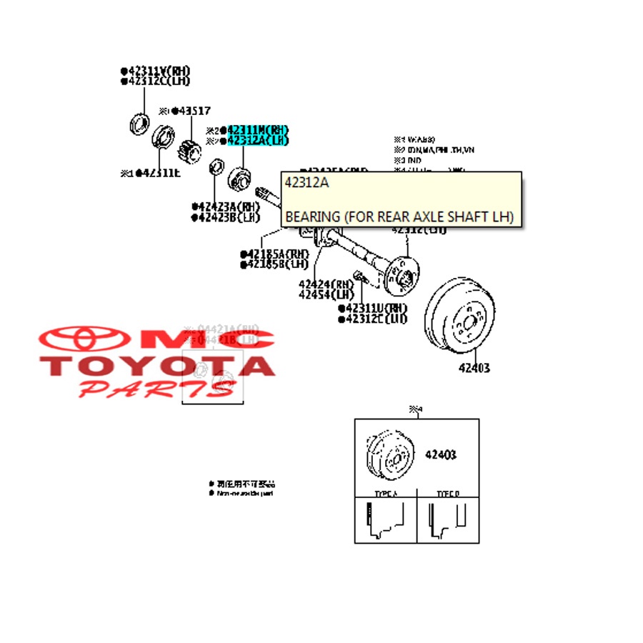 Laher Bearing Radial Ball Belakang Kijang Innova 90363-T0008