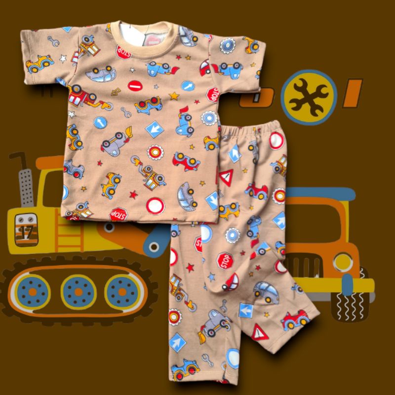 Setelan Anak DUMP TRUCK SERIES Babyterry Import 1-6 Tahun Setelan Anak Motif MOBIL/ BTS