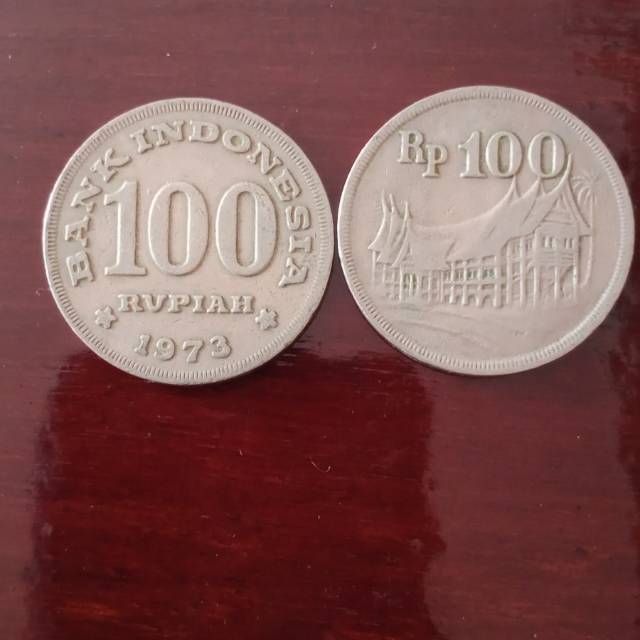 Uang antik koin lama 100 rupiah rumah gadang tahun 1973