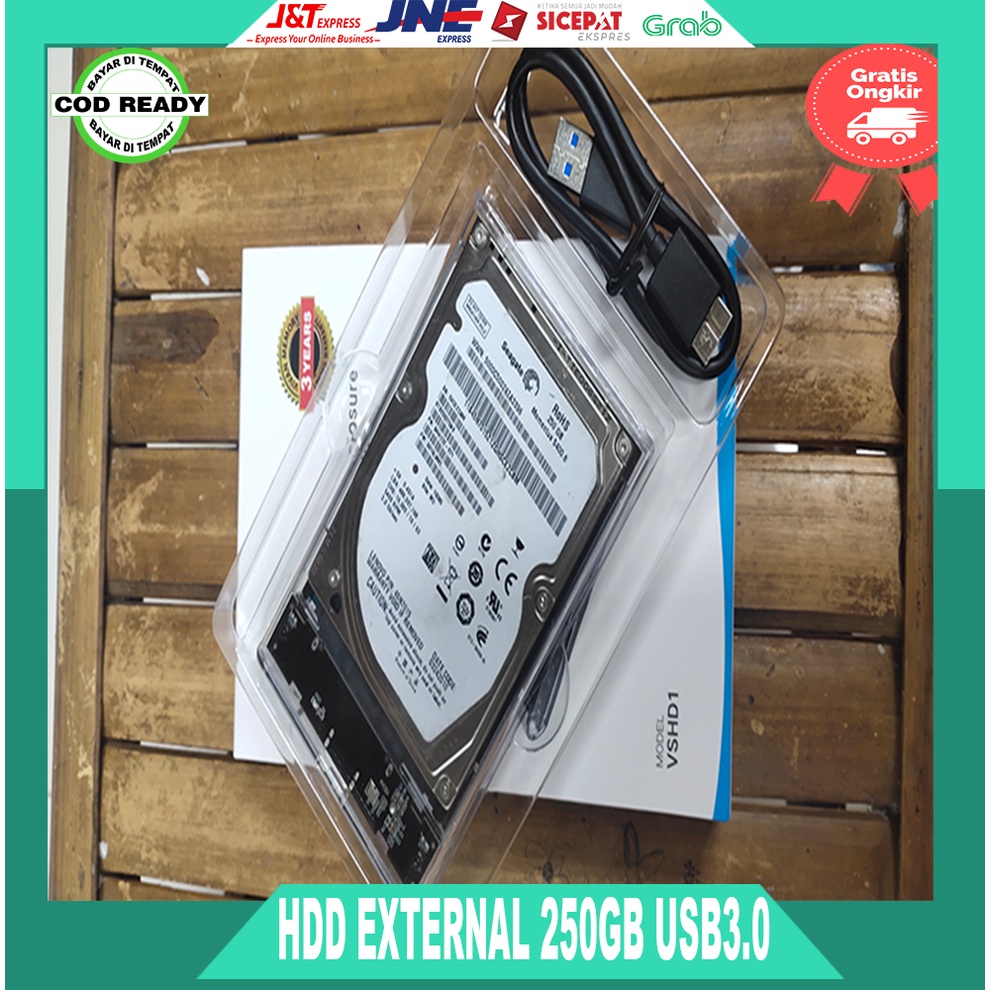 Harddisk Eksternal 250GB Enclosure SATA To USB 3.0 HDD Transparan
