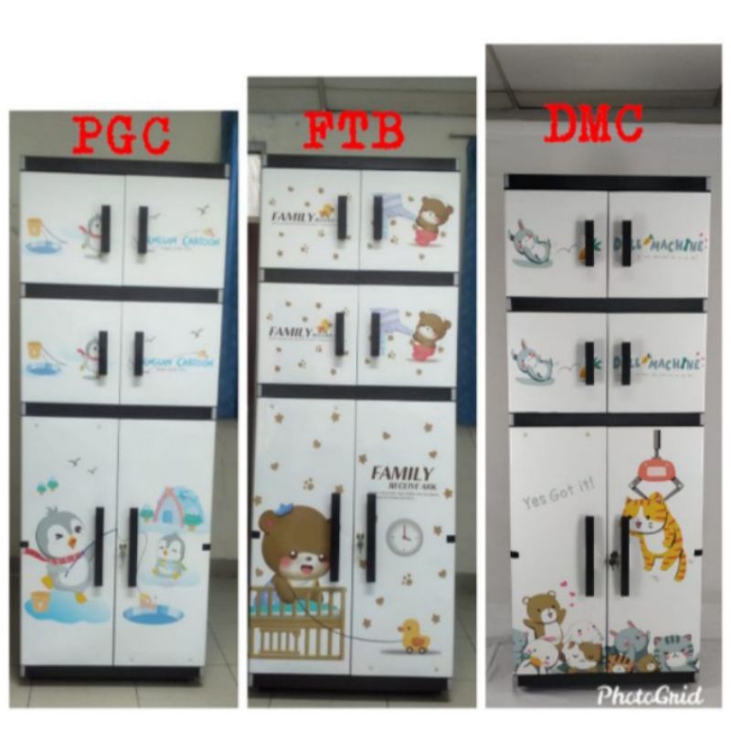 Mr Plast Gantung Jumbo / Lemari Pakaian Baju Plastik Gantungan Kunci 3 Pintu Motif Gambar Karakter