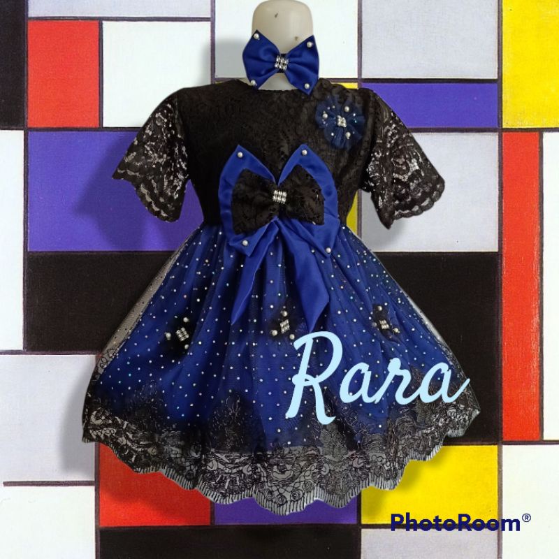 Rara Gaun pesta anak dress anak bahan brokat tile sprinkle