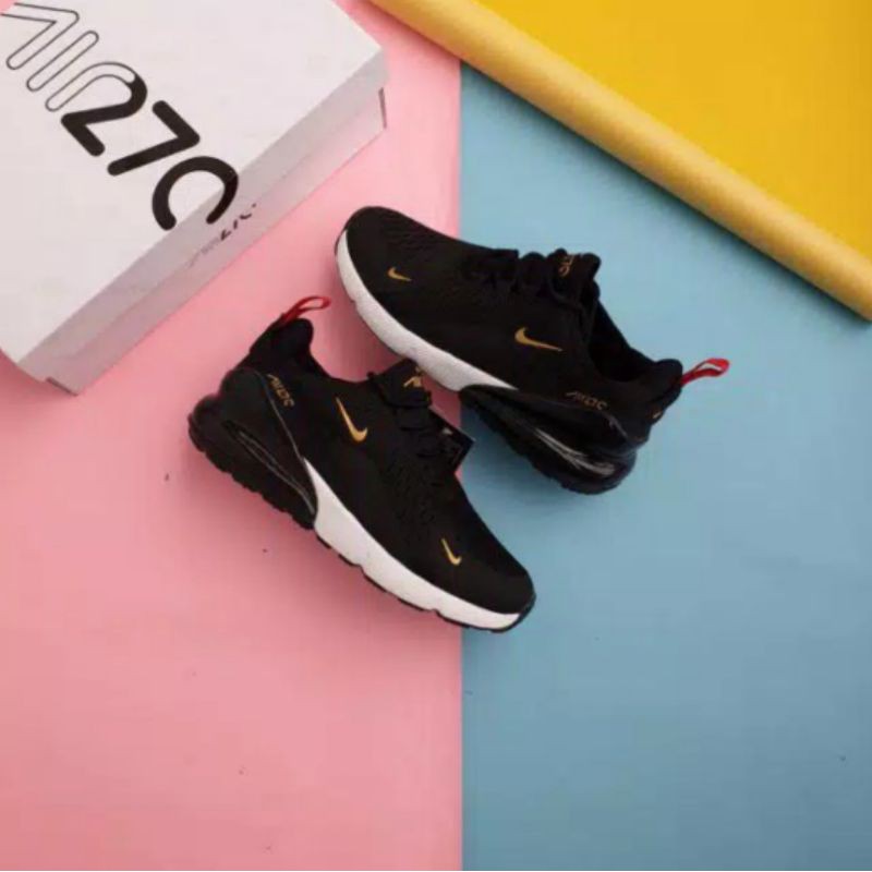 NIKE AIRMAX 270 MAN BLACK WHITE AND GOLD IMPORT PREMIUM QUALITY