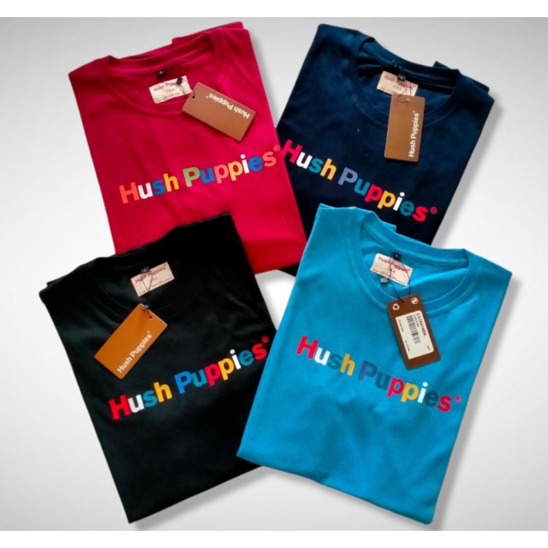 KAOS T-SHIRT HUSH PUPPIES EMBOSS 3D TIMBUL FULLTAG &amp; LEBEL (BESTSELLER) BANYAK VARIASI WARNA